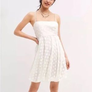 NWT Sachin & Babi x Anthropologie Size 14 Ivory Textured Polka Dot Mini Dress